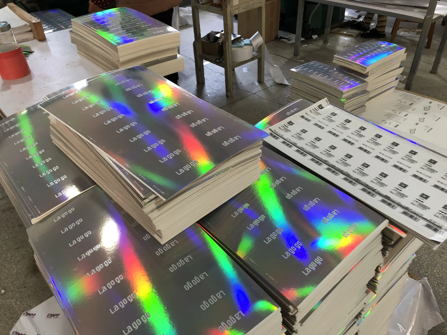 Printed packaging sheets in production