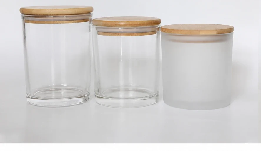 Glass candle jars in different finishes