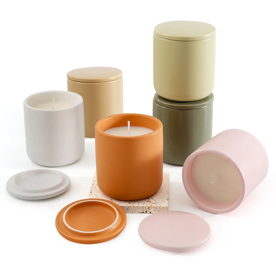 Pastel lidded candle vessel style references