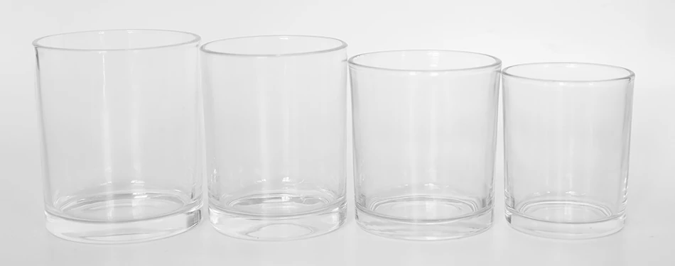 Clear round glass candle jar size range